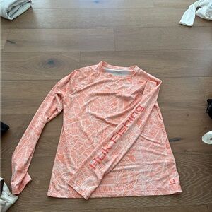 Huk Coral and White Performance Shirt